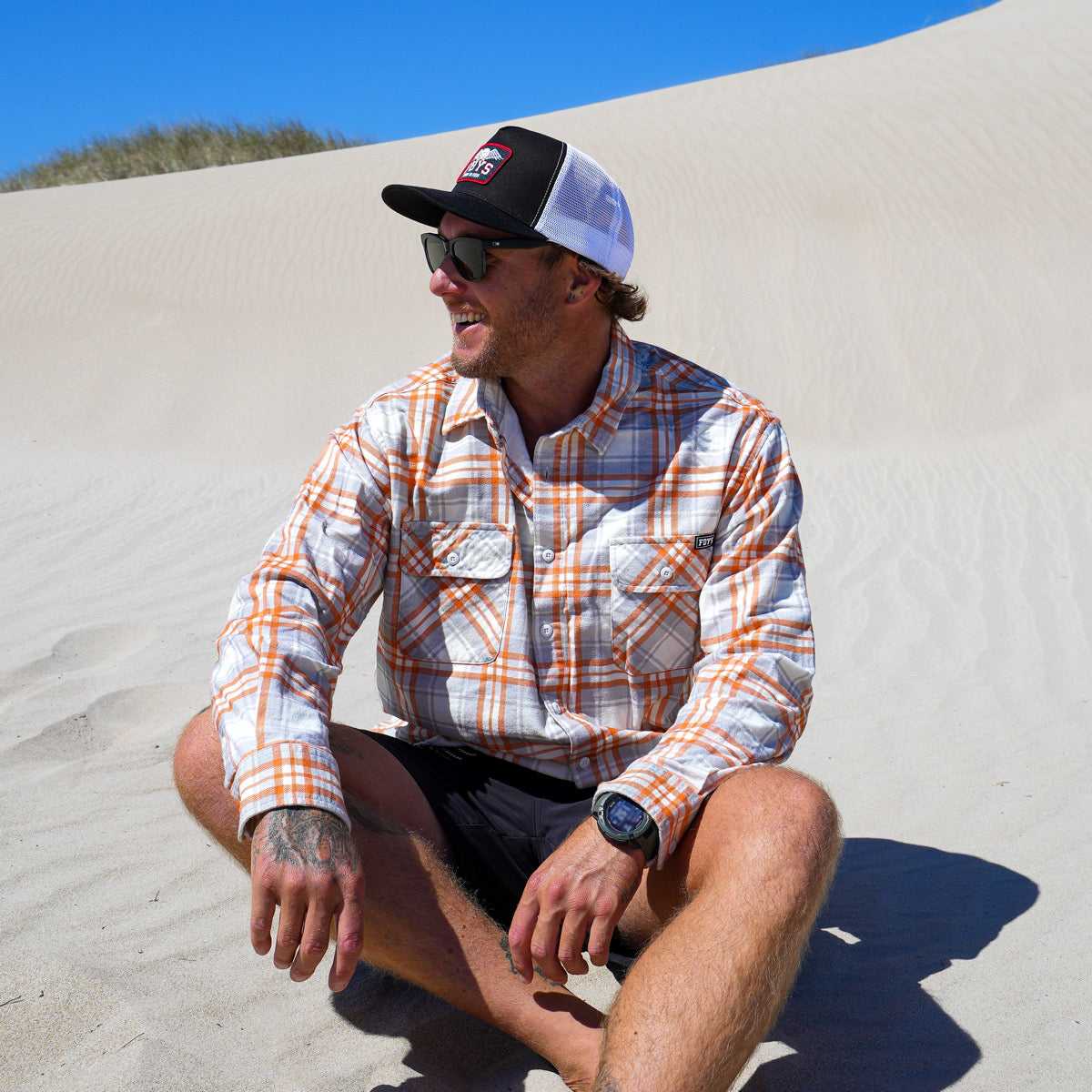 The Bushmen Flanno - Orange/Grey