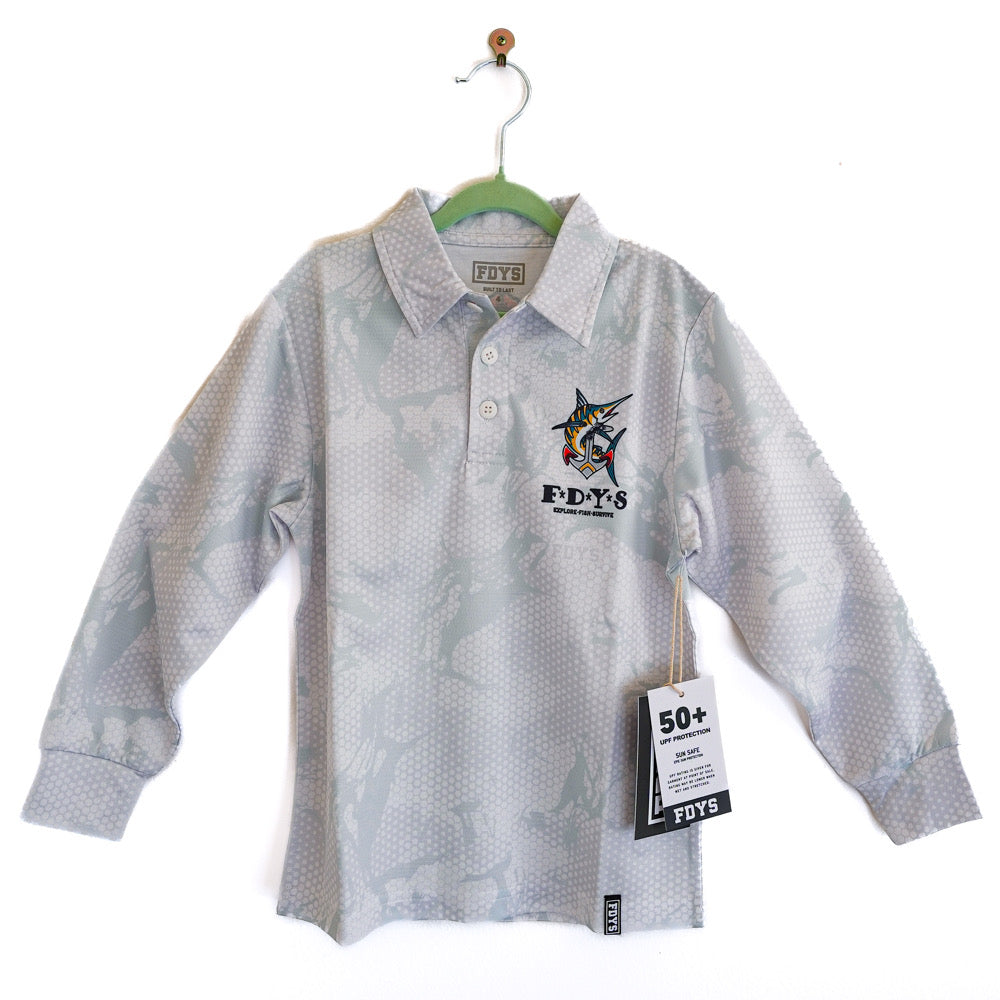 Kids Reeflex Fishing Jersey - White Camo