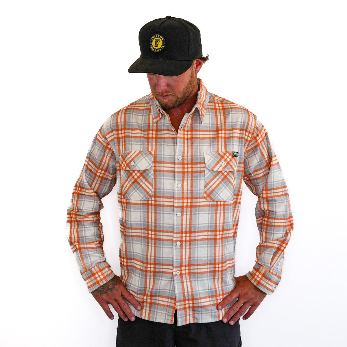 The Bushmen Flanno - Orange/Grey