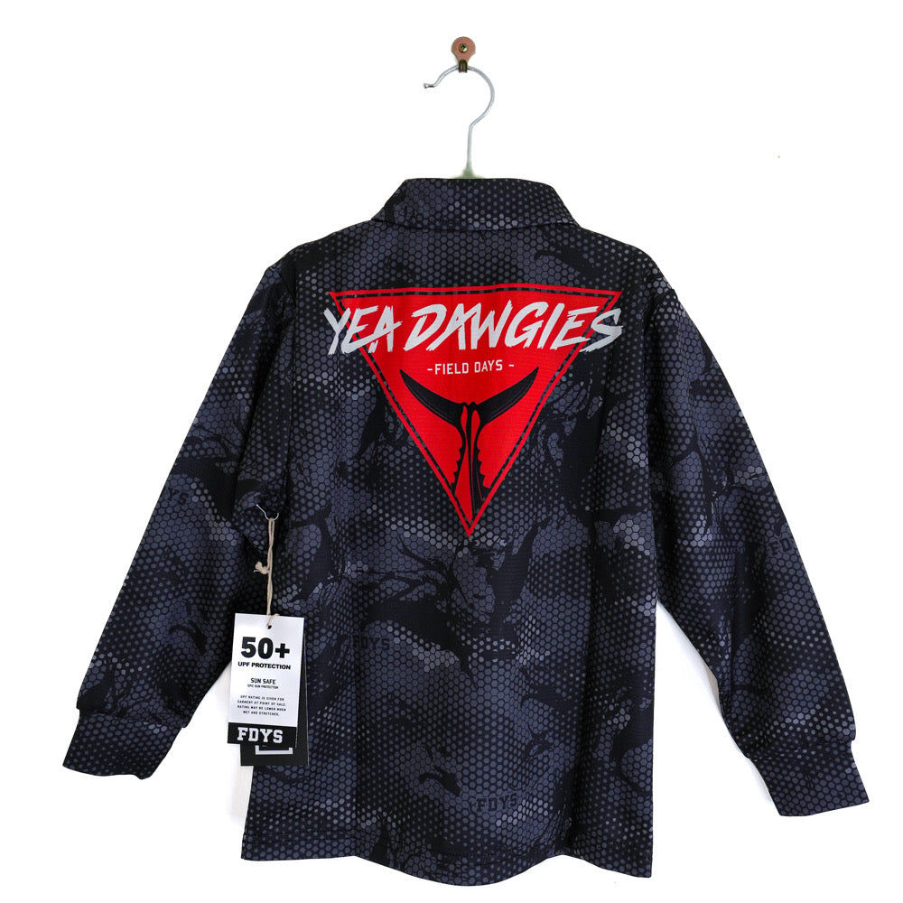 Kids Reeflex Fishing Jersey - Charcoal Camo